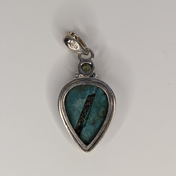 Turquoise Peridot Pendant S925 Sterling Silver - Picture 3 of 3